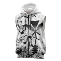 Japan And Hawaii Sleeveless Zip Hoodie Sakura Koi Fish Hawaiian Lei Kanaka - Polynesian Pride