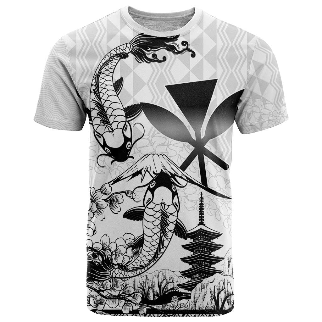 Japan And Hawaii T Shirt Sakura Koi Fish Hawaiian Lei Kanaka - Polynesian Pride