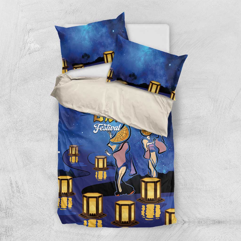 Japan Obon Festival Bedding Set Sakura Lanterns With Bon Dance - Polynesian Pride