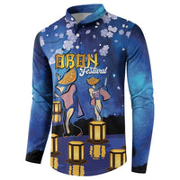 Japan Obon Festival Button Sweatshirt Sakura Lanterns With Bon Dance - Polynesian Pride