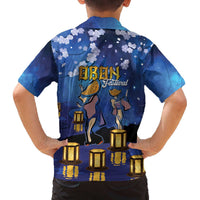 Japan Obon Festival Family Matching Off The Shoulder Long Sleeve Dress and Hawaiian Shirt Sakura Lanterns With Bon Dance LT14 - Polynesian Pride