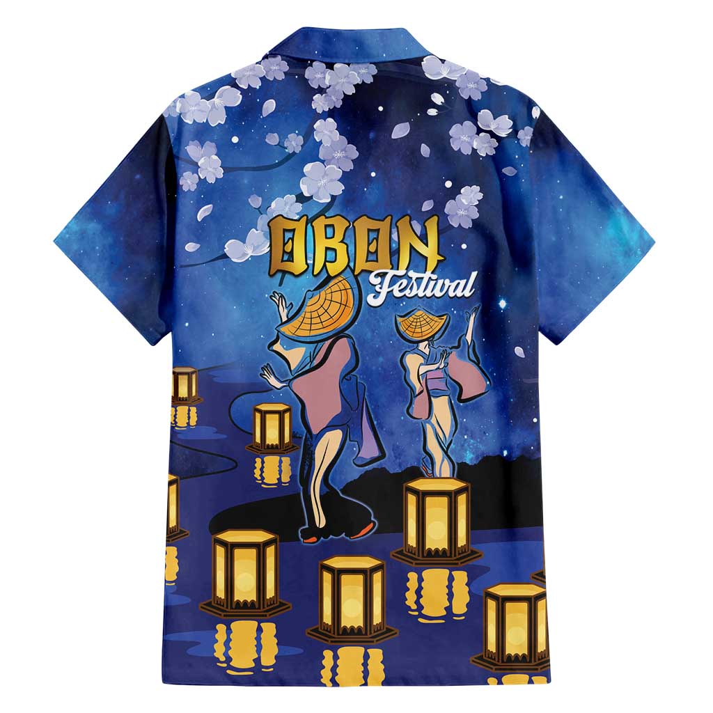 Japan Obon Festival Family Matching Off Shoulder Short Dress and Hawaiian Shirt Sakura Lanterns With Bon Dance LT14 - Polynesian Pride