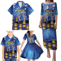 Japan Obon Festival Family Matching Puletasi and Hawaiian Shirt Sakura Lanterns With Bon Dance LT14 - Polynesian Pride