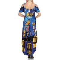 Japan Obon Festival Family Matching Summer Maxi Dress and Hawaiian Shirt Sakura Lanterns With Bon Dance LT14 - Polynesian Pride