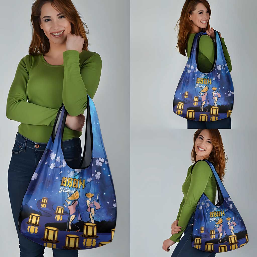 Japan Obon Festival Grocery Bag Sakura Lanterns With Bon Dance - Polynesian Pride