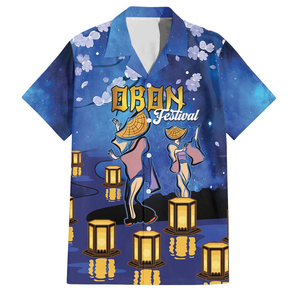 Japan Obon Festival Hawaiian Shirt Sakura Lanterns With Bon Dance LT14 Blue - Polynesian Pride