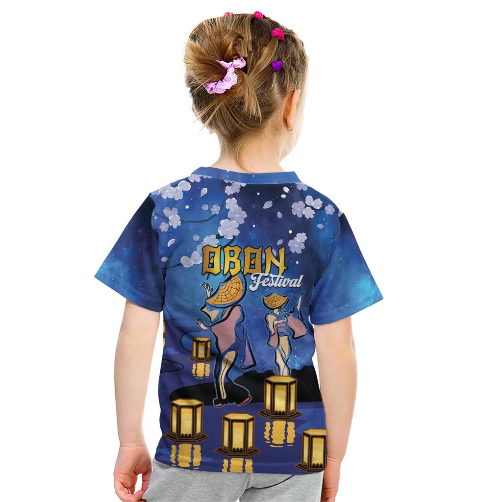 Japan Obon Festival Kid T Shirt Sakura Lanterns With Bon Dance - Polynesian Pride