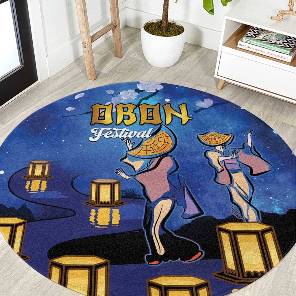 Japan Obon Festival Round Carpet Sakura Lanterns With Bon Dance - Polynesian Pride