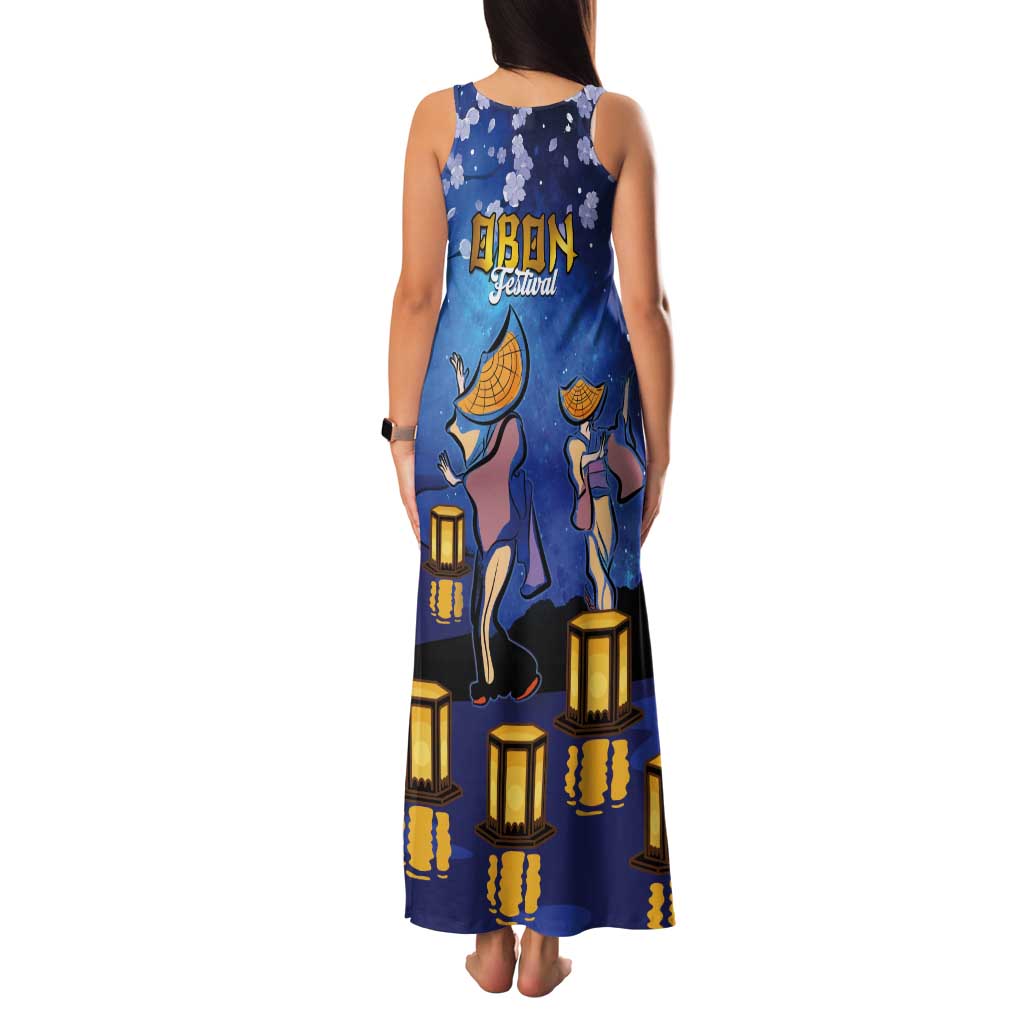 Japan Obon Festival Tank Maxi Dress Sakura Lanterns With Bon Dance LT14 - Polynesian Pride