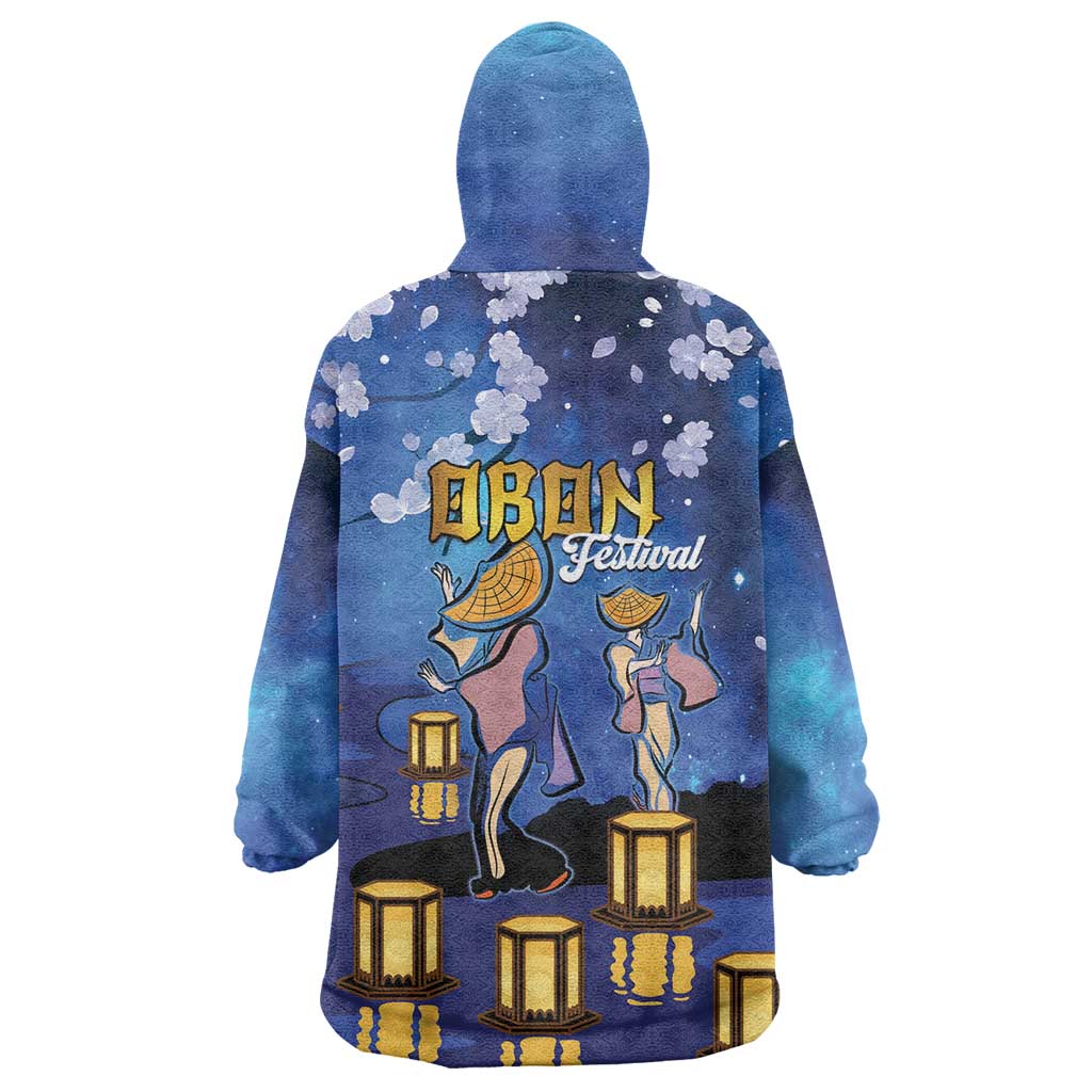 Japan Obon Festival Wearable Blanket Hoodie Sakura Lanterns With Bon Dance - Polynesian Pride