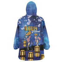 Japan Obon Festival Wearable Blanket Hoodie Sakura Lanterns With Bon Dance - Polynesian Pride