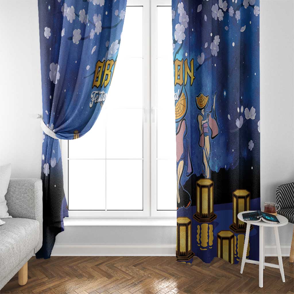 Japan Obon Festival Window Curtain Sakura Lanterns With Bon Dance - Polynesian Pride