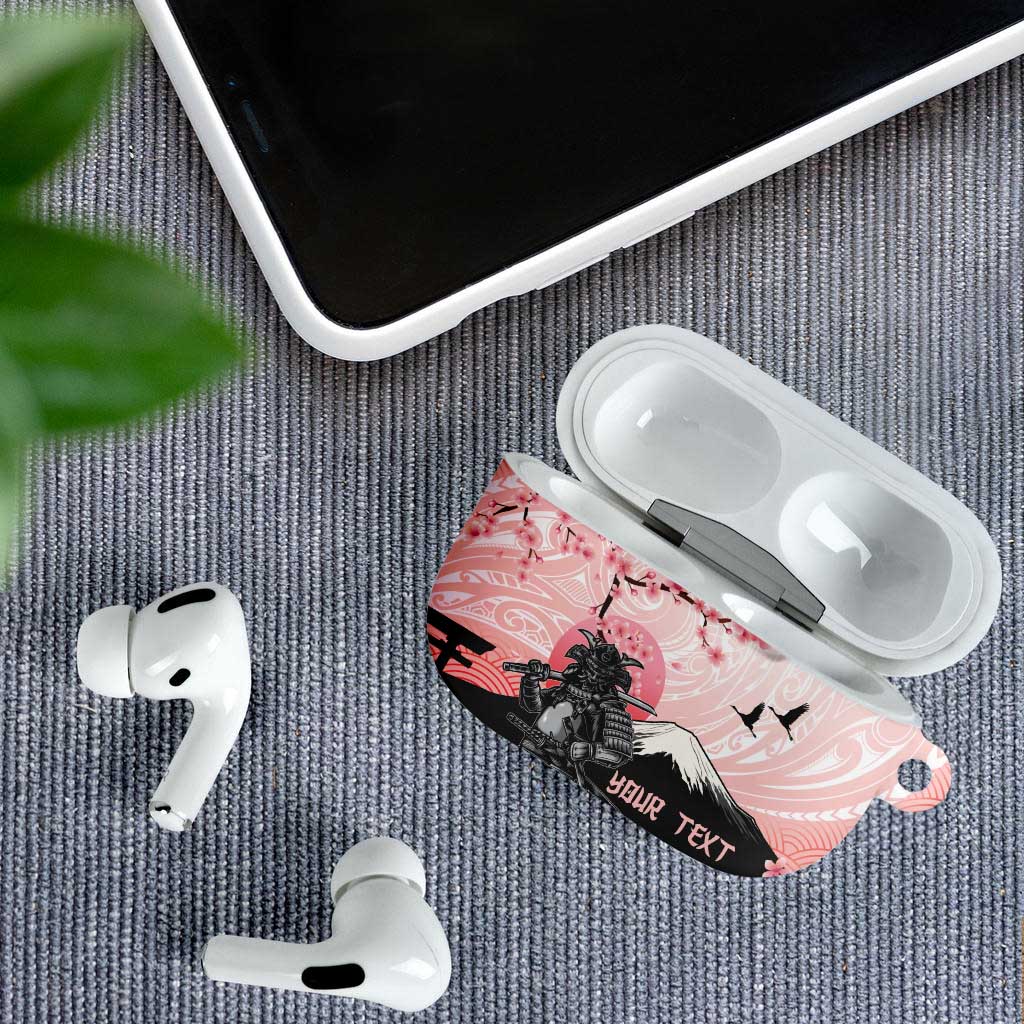Personalised Japan Samurai Warrior AirPods Case Japanese Cherry Blossom Polynesian Pattern - Polynesian Pride