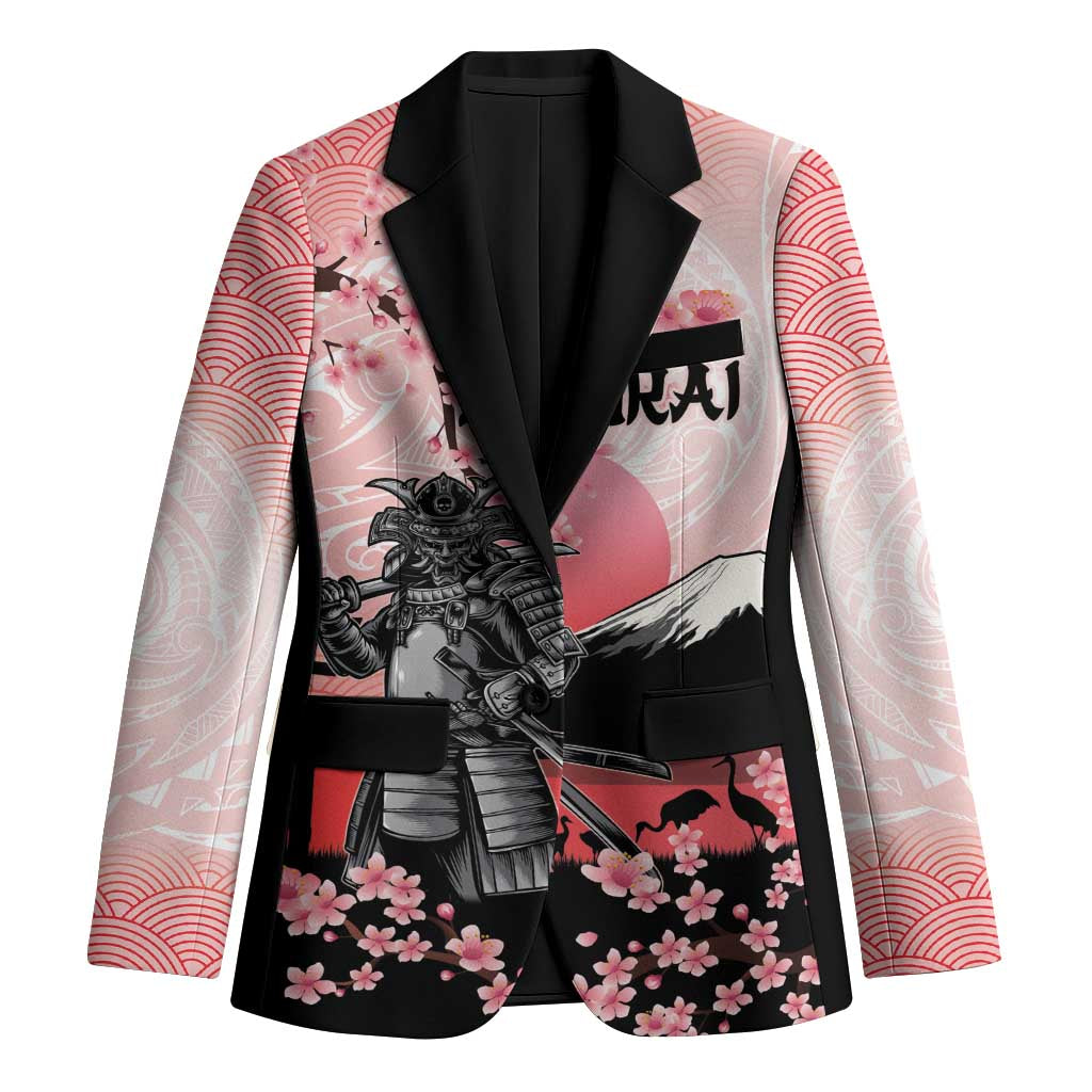 Personalised Japan Samurai Warrior Blazer Japanese Cherry Blossom Polynesian Pattern LT14 Unisex Pink - Polynesian Pride