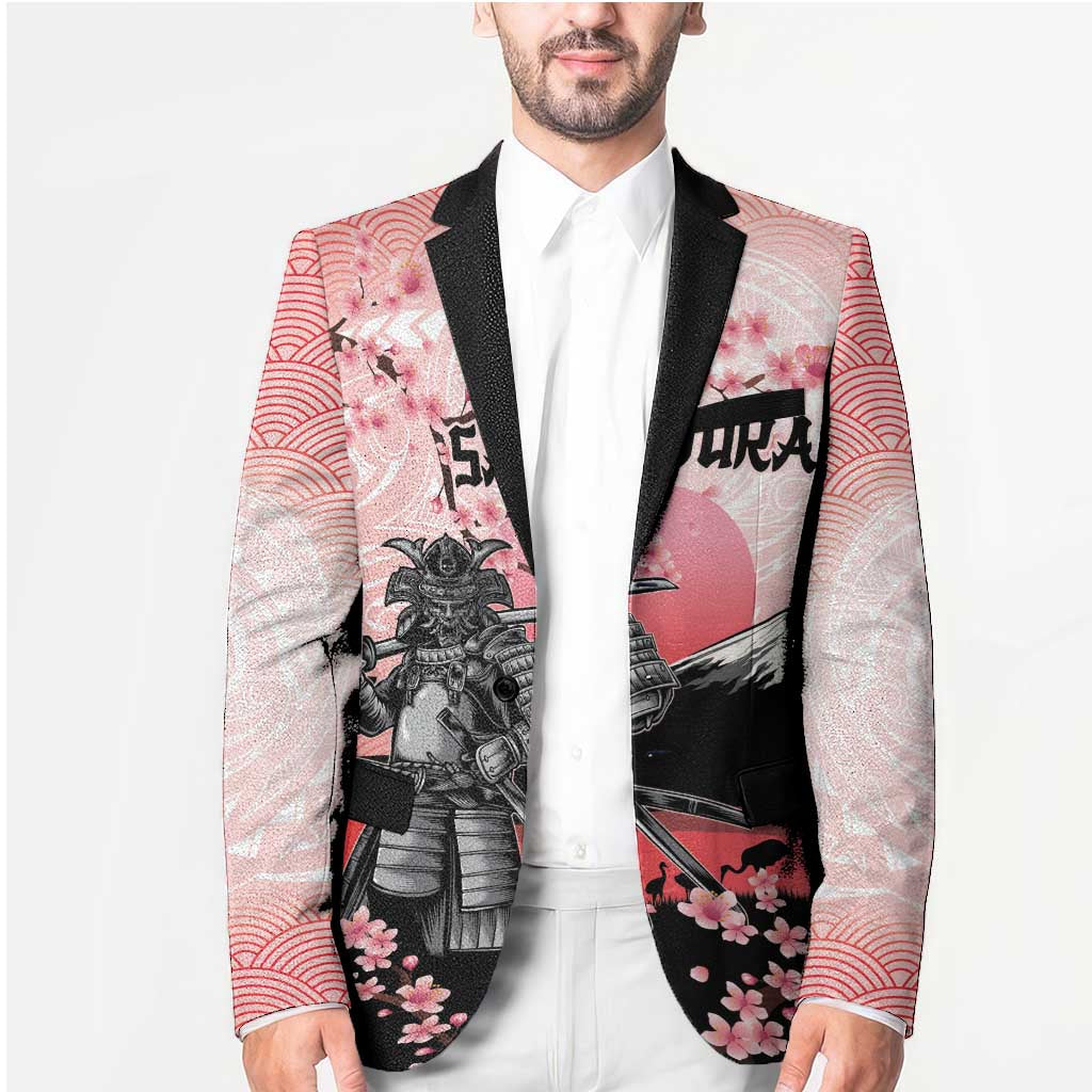 Personalised Japan Samurai Warrior Blazer Japanese Cherry Blossom Polynesian Pattern LT14 - Polynesian Pride