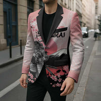 Personalised Japan Samurai Warrior Blazer Japanese Cherry Blossom Polynesian Pattern LT14 - Polynesian Pride