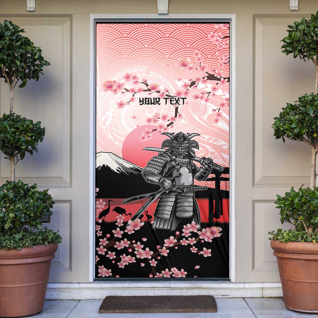 Personalised Japan Samurai Warrior Door Cover Japanese Cherry Blossom Polynesian Pattern LT14 Pink - Polynesian Pride