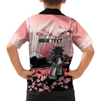 Personalised Japan Samurai Warrior Family Matching Off The Shoulder Long Sleeve Dress and Hawaiian Shirt Japanese Cherry Blossom Polynesian Pattern - Polynesian Pride