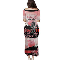 Personalised Japan Samurai Warrior Family Matching Puletasi and Hawaiian Shirt Japanese Cherry Blossom Polynesian Pattern - Polynesian Pride