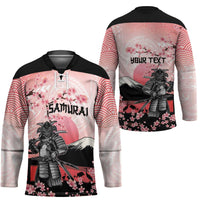 Personalised Japan Samurai Warrior Hockey Jersey Japanese Cherry Blossom Polynesian Pattern - Polynesian Pride