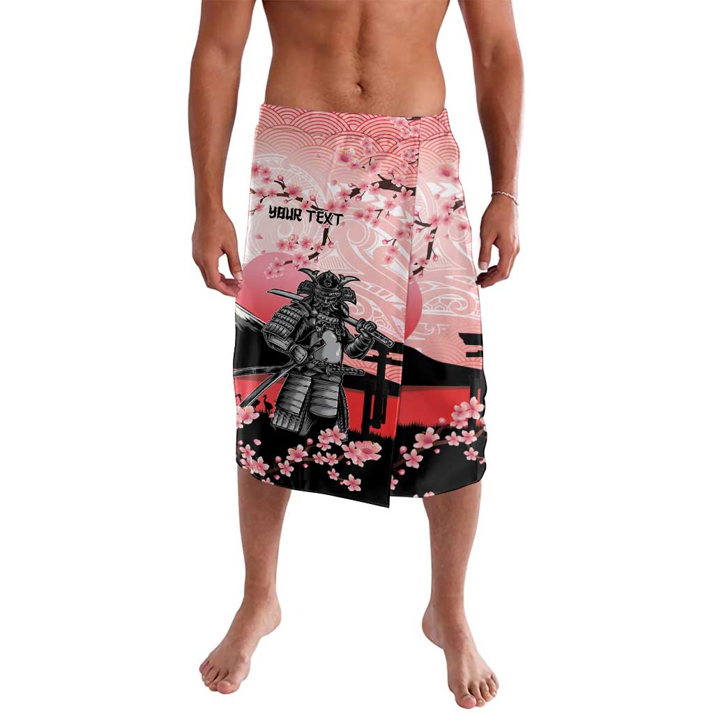 Personalised Japan Samurai Warrior Lavalava Japanese Cherry Blossom Polynesian Pattern - Polynesian Pride