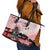 Personalised Japan Samurai Warrior Leather Tote Bag Japanese Cherry Blossom Polynesian Pattern - Polynesian Pride