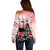 Personalised Japan Samurai Warrior Off Shoulder Sweater Japanese Cherry Blossom Polynesian Pattern - Polynesian Pride
