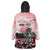 Personalised Japan Samurai Warrior Wearable Blanket Hoodie Japanese Cherry Blossom Polynesian Pattern - Polynesian Pride