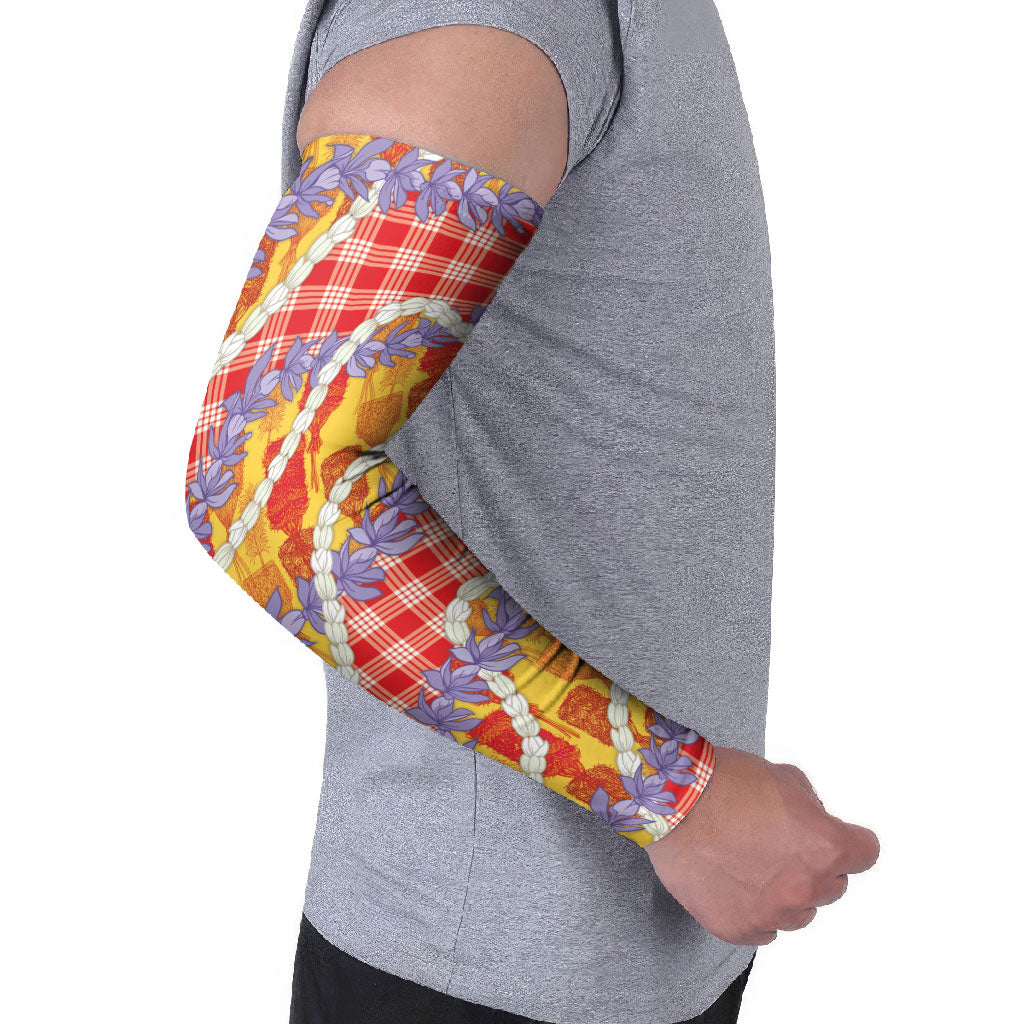 Hawaii Kahili Palaka Motifs Arm Sleeves Hawaiian Honohono Pikake Lei