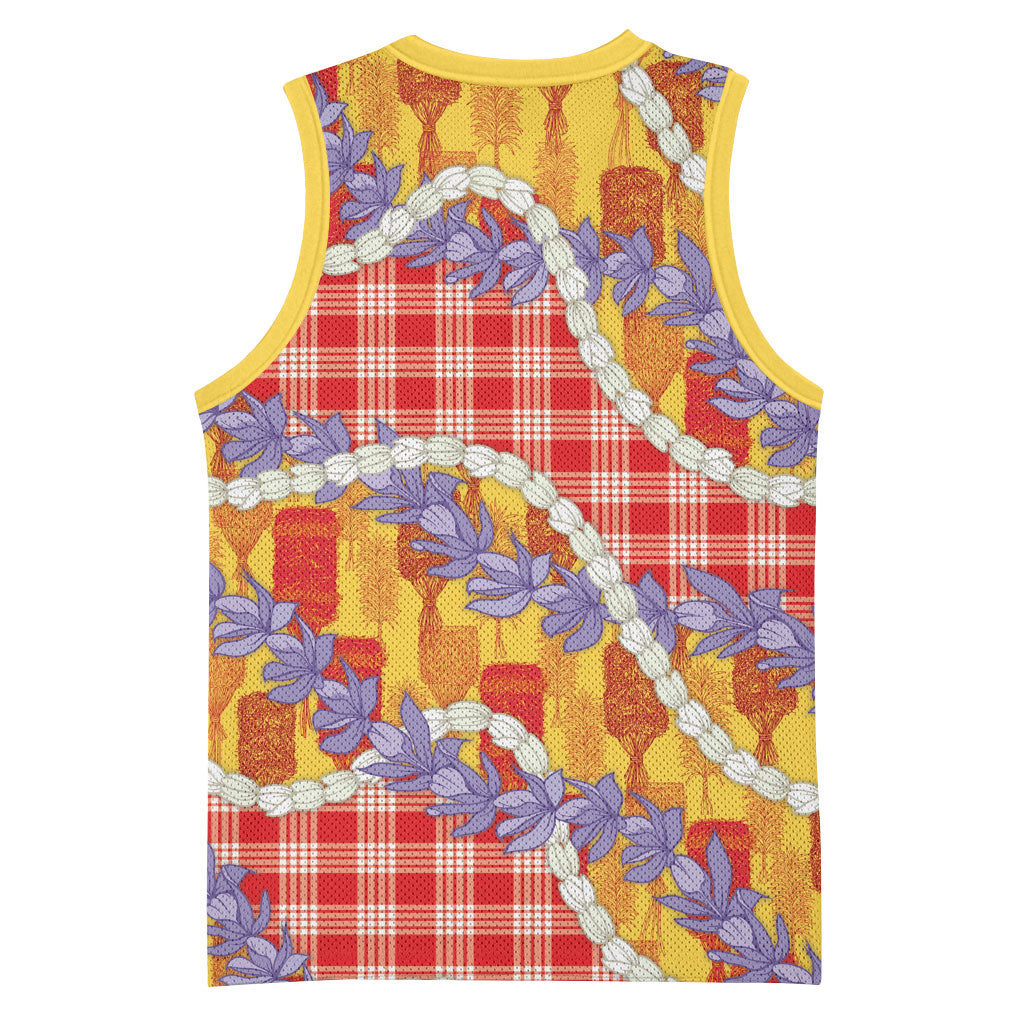 Hawaii Kahili Palaka Motifs Basketball Jersey Hawaiian Honohono Pikake Lei