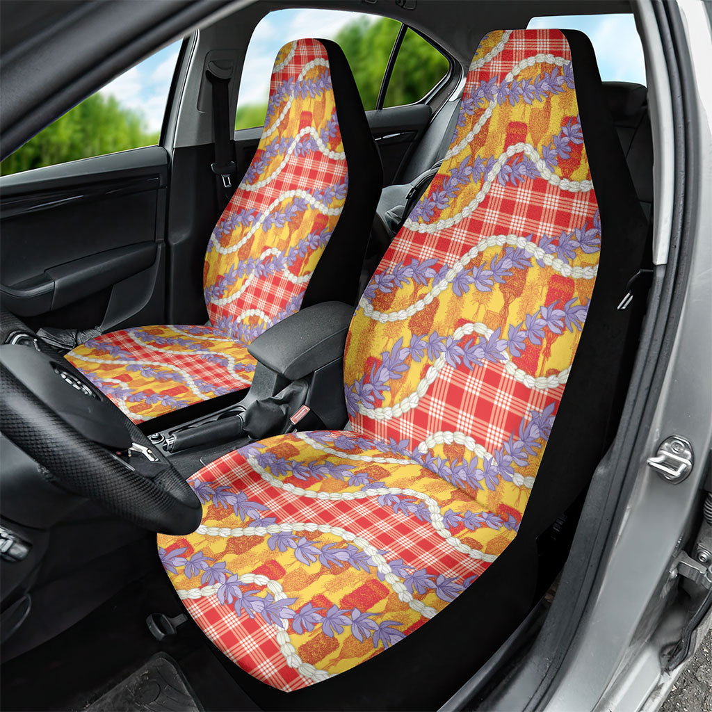 Hawaii Kahili Palaka Motifs Car Seat Cover Hawaiian Honohono Pikake Lei