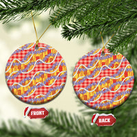 Hawaii Kahili Palaka Motifs Ceramic Ornament Hawaiian Honohono Pikake Lei