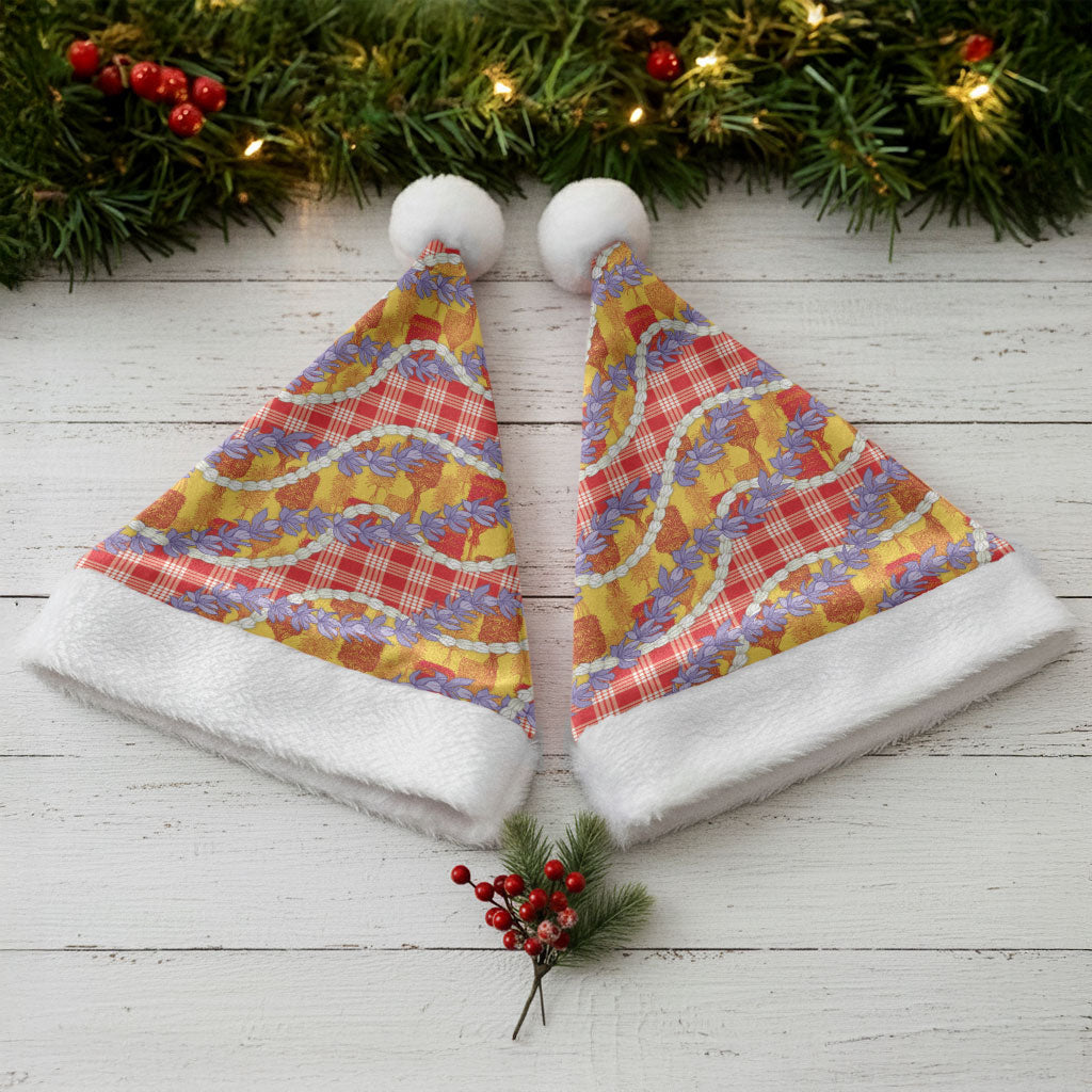 Hawaii Kahili Palaka Motifs Christmas Santa Hat Hawaiian Honohono Pikake Lei