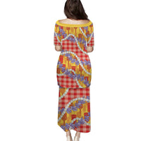 Hawaii Kahili Palaka Motifs Family Matching Puletasi and Hawaiian Shirt Hawaiian Honohono Pikake Lei LT14 - Polynesian Pride