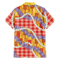 Hawaii Kahili Palaka Motifs Family Matching Short Sleeve Bodycon Dress and Hawaiian Shirt Hawaiian Honohono Pikake Lei LT14 - Polynesian Pride