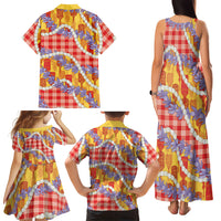 Hawaii Kahili Palaka Motifs Family Matching Tank Maxi Dress and Hawaiian Shirt Hawaiian Honohono Pikake Lei LT14 - Polynesian Pride