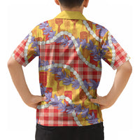 Hawaii Kahili Palaka Motifs Kid Hawaiian Shirt Hawaiian Honohono Pikake Lei LT14 - Polynesian Pride