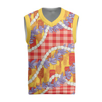 Hawaii Kahili Palaka Motifs Christmas Knitted V-Neck Vest Hawaiian Honohono Pikake Lei