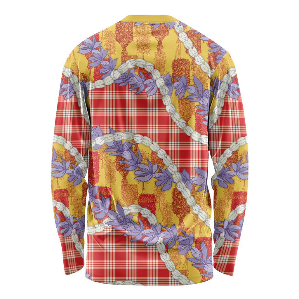 Hawaii Kahili Palaka Motifs Long Sleeve Shirt Hawaiian Honohono Pikake Lei