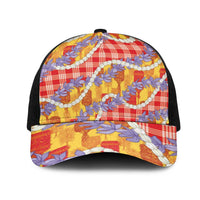Hawaii Kahili Palaka Motifs Mesh Trucker Cap Hawaiian Honohono Pikake Lei