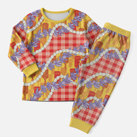 Hawaii Kahili Palaka Motifs Christmas Pajama Set Hawaiian Honohono Pikake Lei