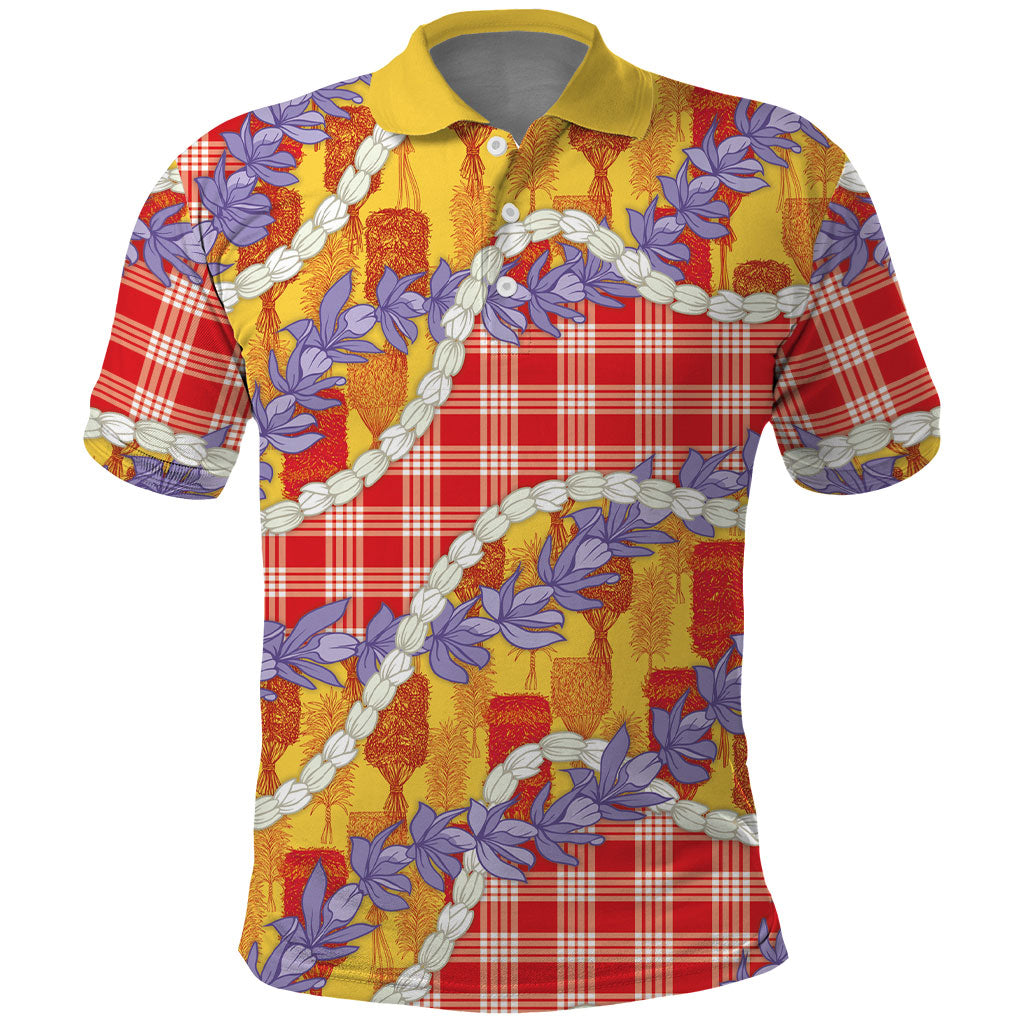 Hawaii Kahili Palaka Motifs Polo Shirt Hawaiian Honohono Pikake Lei