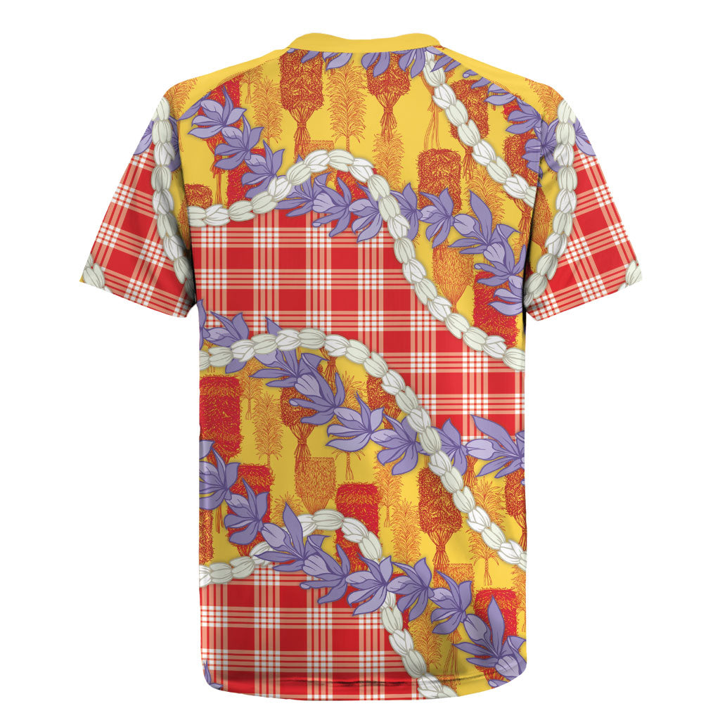 Hawaii Kahili Palaka Motifs Rugby Jersey Hawaiian Honohono Pikake Lei