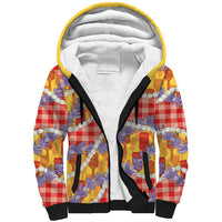 Hawaii Kahili Palaka Motifs Sherpa Hoodie Hawaiian Honohono Pikake Lei
