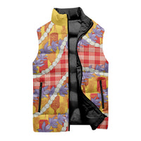 Hawaii Kahili Palaka Motifs Sleeveless Puffer Jacket Hawaiian Honohono Pikake Lei