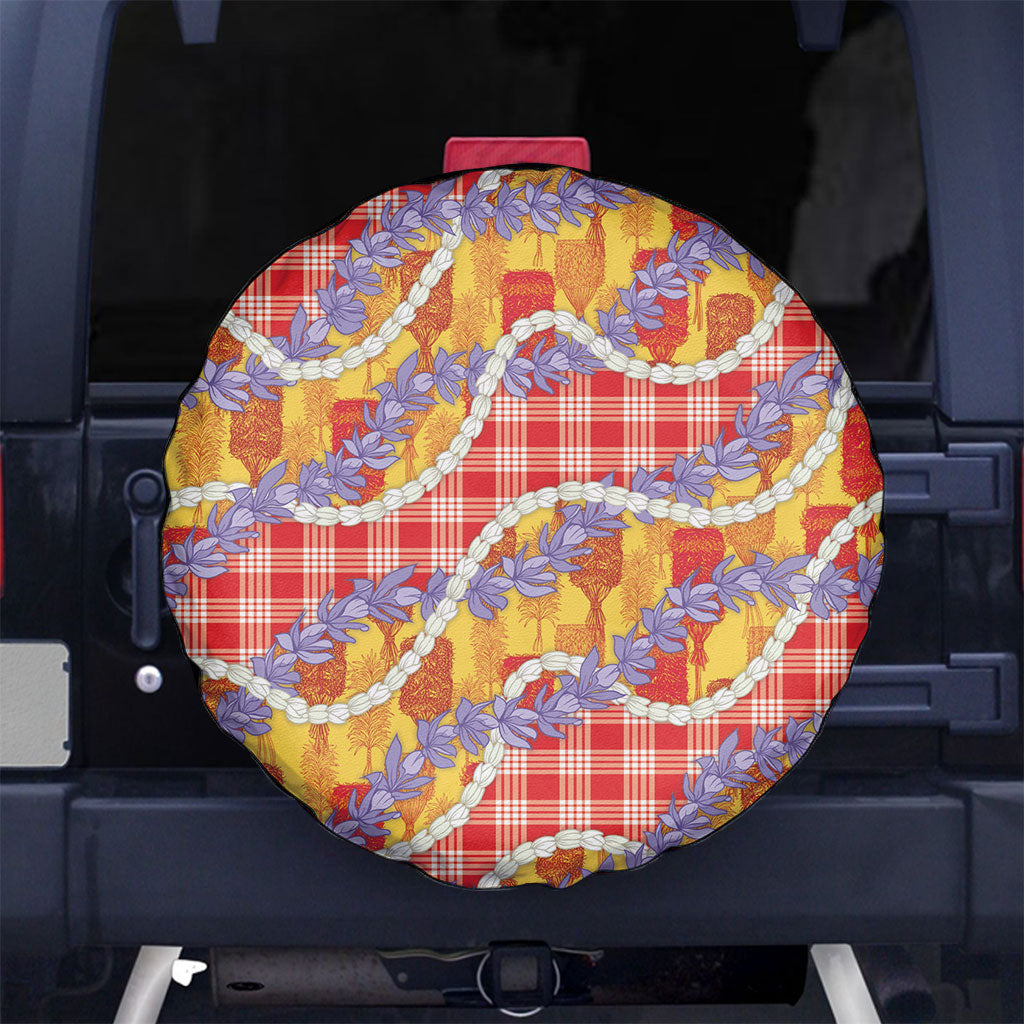 Hawaii Kahili Palaka Motifs Spare Tire Cover Hawaiian Honohono Pikake Lei