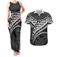 Hawaii Lauhala Tattoo Couples Matching Tank Maxi Dress and Hawaiian Shirt Hawaiian Hala Leaf Weaving