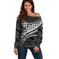 Hawaii Lauhala Tattoo Off Shoulder Sweater Hawaiian Hala Leaf Weaving