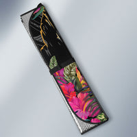 Hawaiian and Japanese Culture Auto Sun Shade Crane Sakura Hibiscus Tropical Vibes