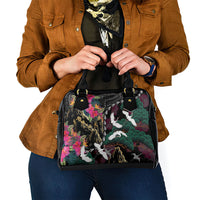 Hawaiian and Japanese Culture Shoulder Handbag Crane Sakura Hibiscus Tropical Vibes